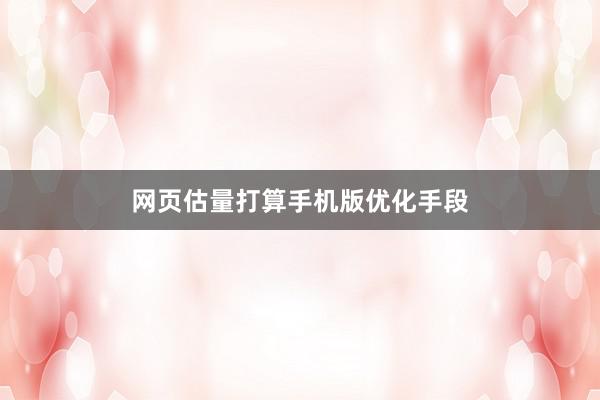 网页估量打算手机版优化手段